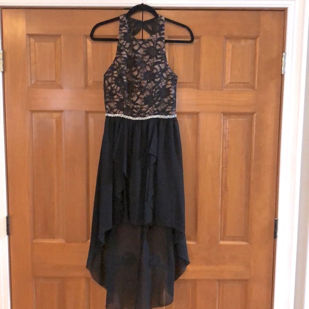 Black Lace High-Low Dress